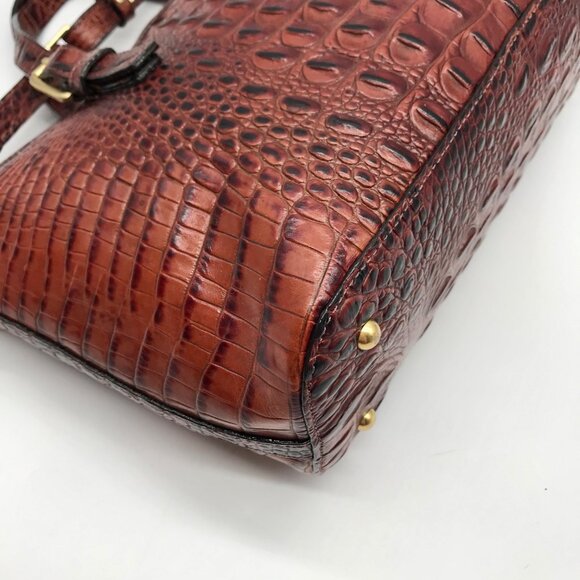 Brahmin Pecan Melbourne Croc Embossed Leather Asher Convertible Satchel - Picture 9 of 10